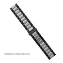 Three Bead Stainless Steel Watch Strap for Smartwatch & Apple Watch (20mm–49mm) - Black-Silver