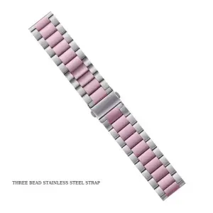 Three Bead Stainless Steel Watch Strap for Smartwatch & Apple Watch (20mm–49mm)