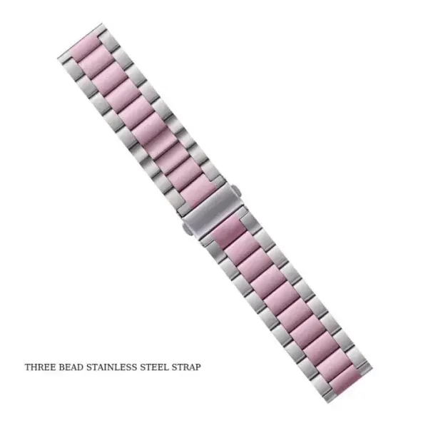 Three Bead Stainless Steel Watch Strap for Smartwatch & Apple Watch (20mm–49mm)