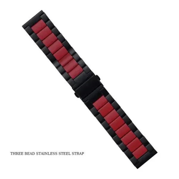 Three Bead Stainless Steel Watch Strap for Smartwatch & Apple Watch (20mm–49mm)