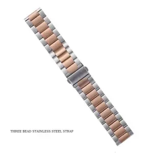 Three Bead Stainless Steel Watch Strap for Smartwatch & Apple Watch (20mm–49mm)