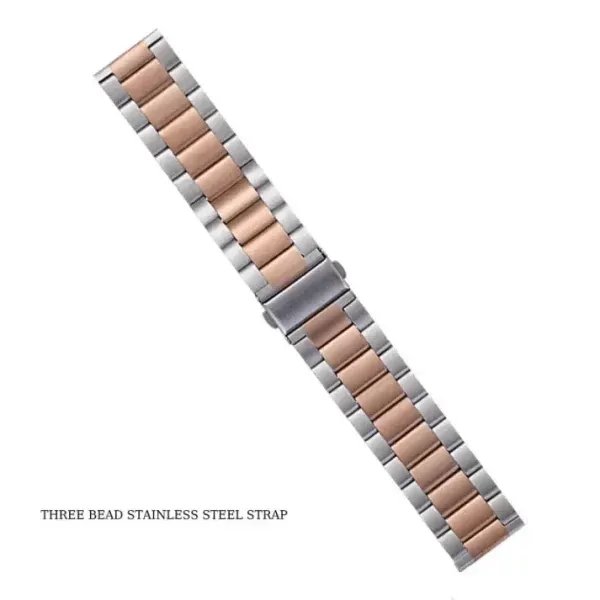 Three Bead Stainless Steel Watch Strap for Smartwatch & Apple Watch (20mm–49mm)