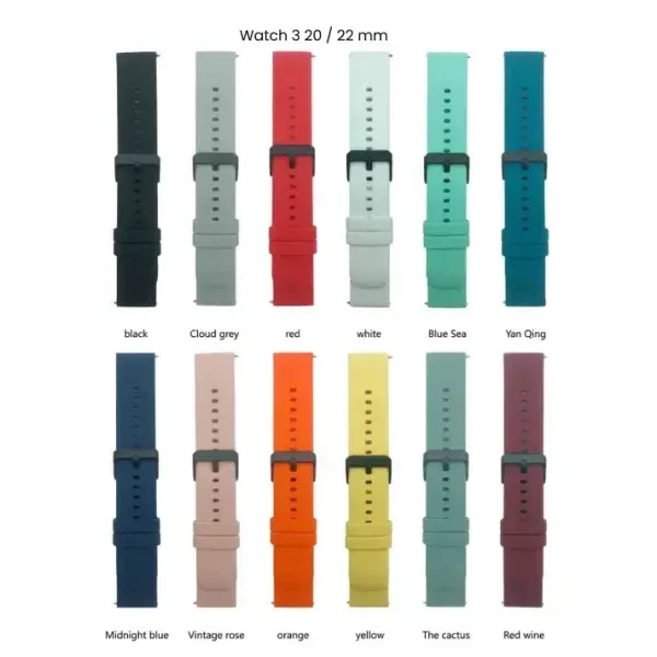 22mm silicone strap for Huawei Watch 3 in multiple colors