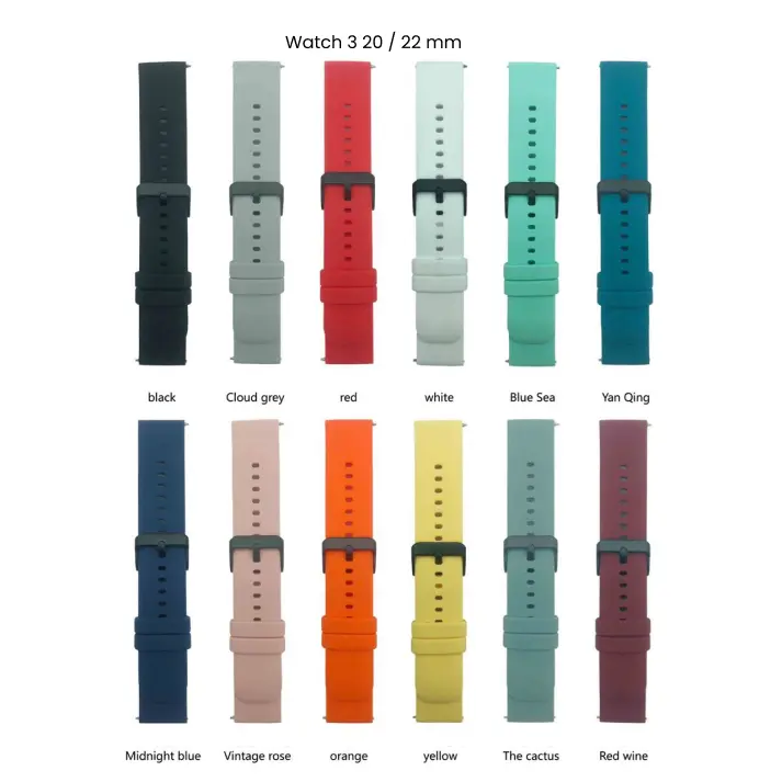 22mm silicone strap for Huawei Watch 3 in multiple colors
