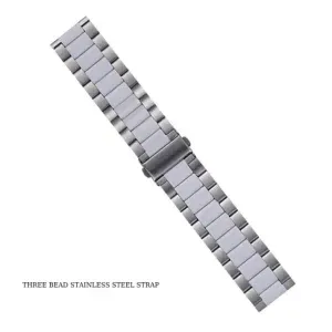 Three Bead Stainless Steel Watch Strap for Smartwatch & Apple Watch (20mm–49mm)