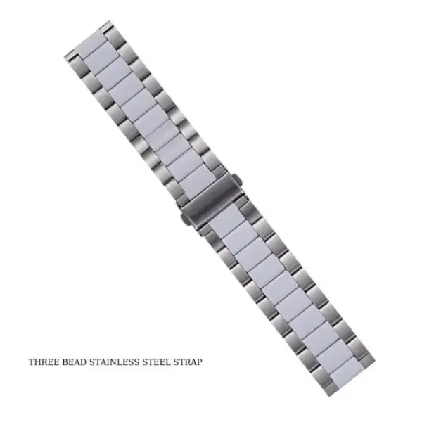 Three Bead Stainless Steel Watch Strap for Smartwatch & Apple Watch (20mm–49mm)