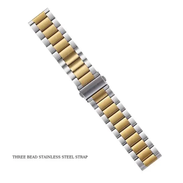 Three Bead Stainless Steel Watch Strap for Smartwatch & Apple Watch (20mm–49mm)