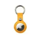 Appdroid PU Leather AirTag Keychain Holder with Snap Button – Protective Case for Apple AirTag, Keys, Bags & Pets - Yellow