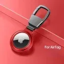Appdroid Magnetic Metal AirTag Keychain Holder – Premium Slim Protective Case with Carabiner | For Keys, Bags, Pets - Red