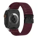 Appdroid Apple Watch Nylon Strap – Breathable Woven Band with Metal Buckle - Burgundy Red (Black Buckle)