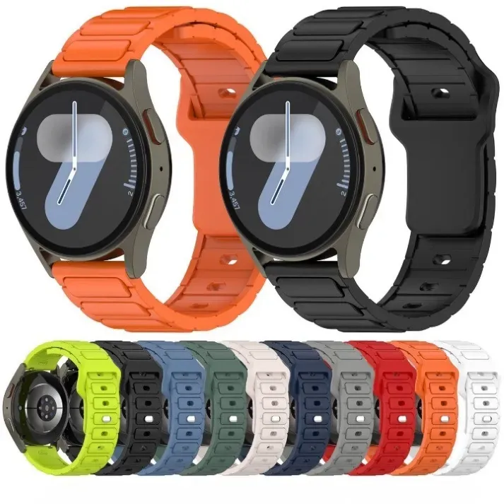 Rugged silicone sport strap for smartwatch multiple colors