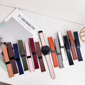 magnetic leather watch strap silicone base