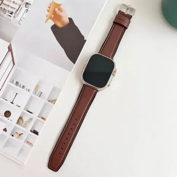 20mm Hybrid Leather Silicone Watch Strap – Breathable PU Leather Band for Smartwatches