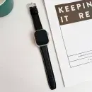 20mm Hybrid Leather Silicone Watch Strap – Breathable PU Leather Band for Smartwatches - Black