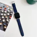 20mm Hybrid Leather Silicone Watch Strap – Breathable PU Leather Band for Smartwatches - Navy Blue