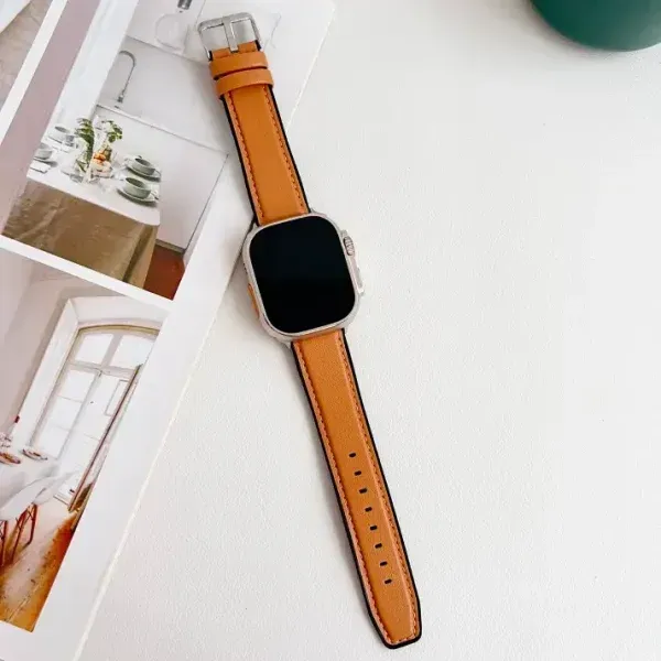 20mm Hybrid Leather Silicone Watch Strap – Breathable PU Leather Band for Smartwatches