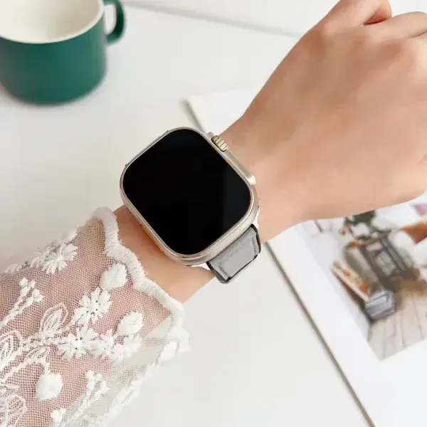 20mm Hybrid Leather Silicone Watch Strap – Breathable PU Leather Band for Smartwatches