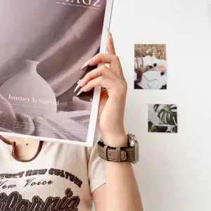 20mm Hybrid Leather Silicone Watch Strap – Breathable PU Leather Band for Smartwatches