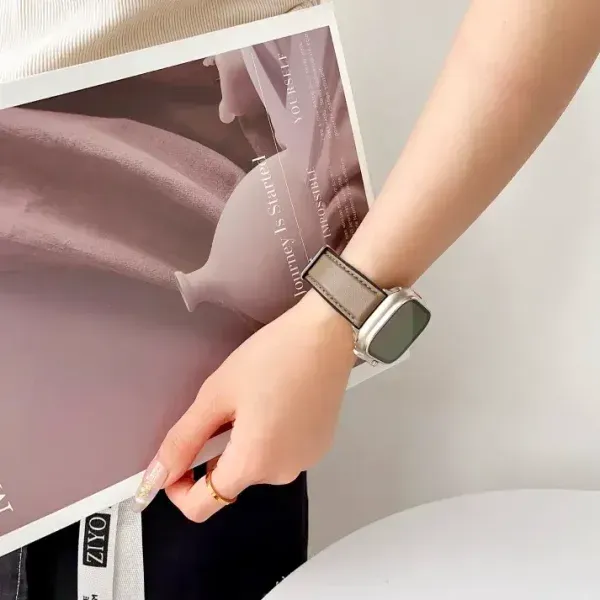 20mm Hybrid Leather Silicone Watch Strap – Breathable PU Leather Band for Smartwatches