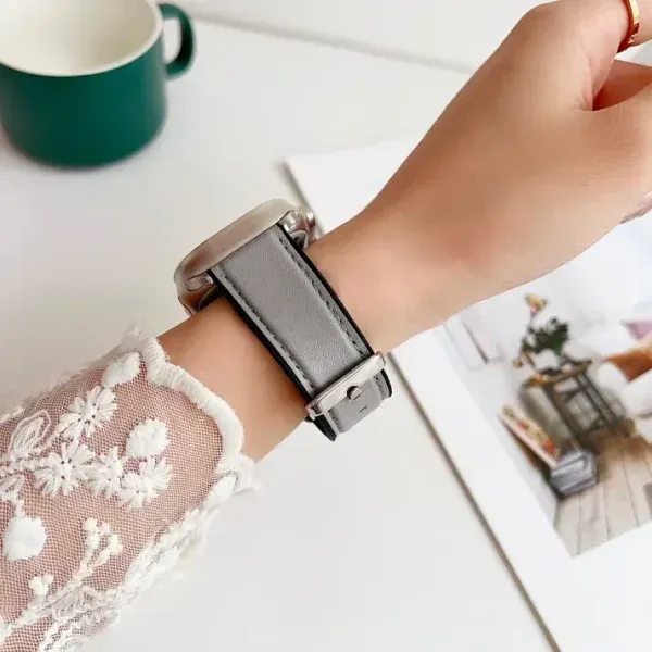 20mm Hybrid Leather Silicone Watch Strap – Breathable PU Leather Band for Smartwatches