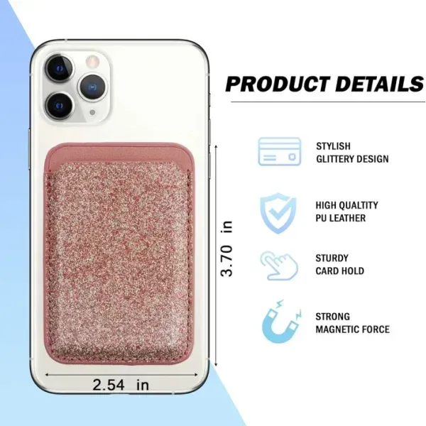 Swarovski-Style Crystal MagSafe Wallet Card Holder for iPhone 17, 16, 15, 14, 13 & 12 – Magnetic Wallet Stand