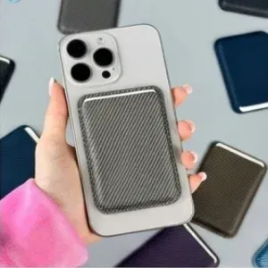 MagSafe Magnetic Card Holder Wallet for iPhone 12 Pro Max to iPhone 17 Series – Carbon Fiber PU Leather