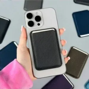 MagSafe Magnetic Card Holder Wallet for iPhone 12 Pro Max to iPhone 17 Series – Carbon Fiber PU Leather