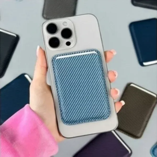 MagSafe Magnetic Card Holder Wallet for iPhone 12 Pro Max to iPhone 17 Series – Carbon Fiber PU Leather