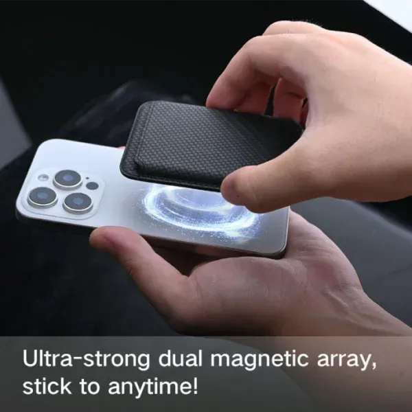 MagSafe Magnetic Card Holder Wallet for iPhone 17, 16, 15, 14, 13 & 12 – Carbon Fiber PU Leather
