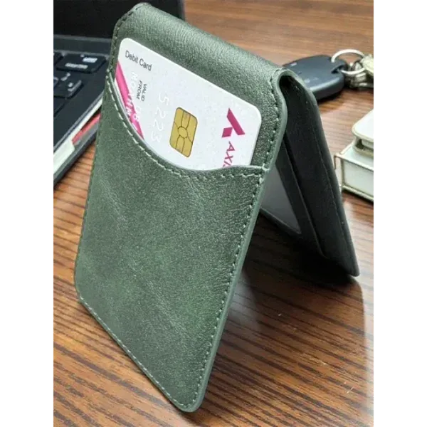 Appdroid MagSafe Leather Wallet - Slim Flip Card Holder for iPhone 12-17 Series (PU Leather, 1 Card Capacity)