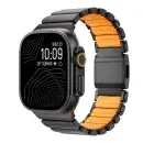 Titanium Magnetic Strap for Apple Watch Ultra (49mm) – DLC Coated, FKM Interior Links - Space Black / Orange