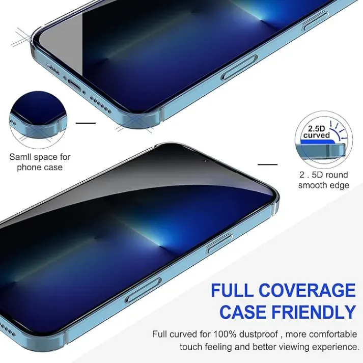 2.5D rounded edge full coverage privacy tempered glass for iPhon
