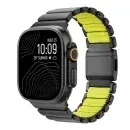 Titanium Magnetic Strap for Apple Watch Ultra (49mm) – DLC Coated, FKM Interior Links - Space Black / Lime Green