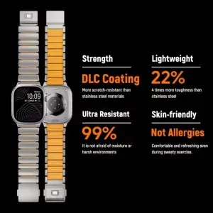 Titanium Magnetic Strap for Apple Watch Ultra (49mm) – DLC Coated, FKM Interior Links