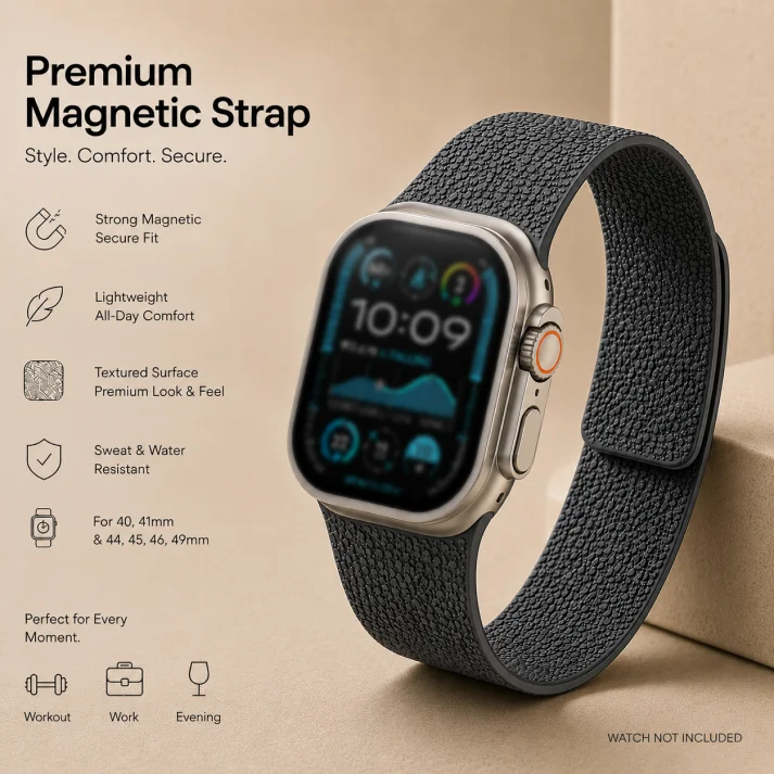 Premium Magnetic Silicone Strap for Apple Watch Ultra & Series - Image 32