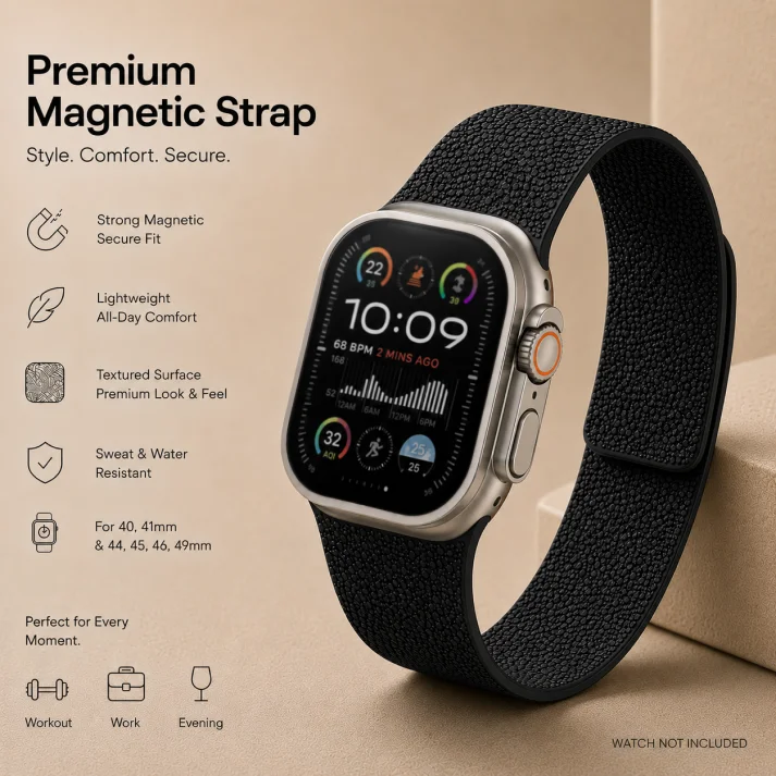 Premium Magnetic Silicone Strap for Apple Watch Ultra & Series - Image 33
