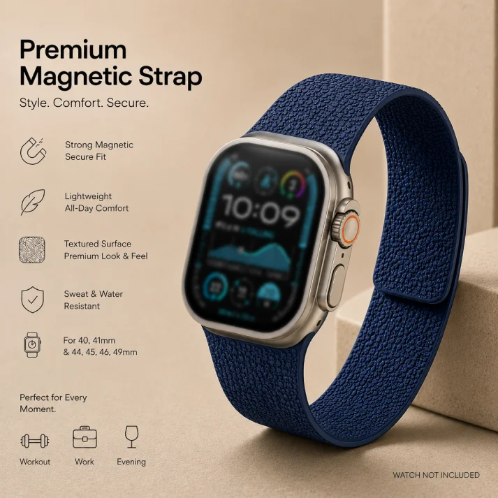 Premium Magnetic Silicone Strap for Apple Watch Ultra & Series - Image 30