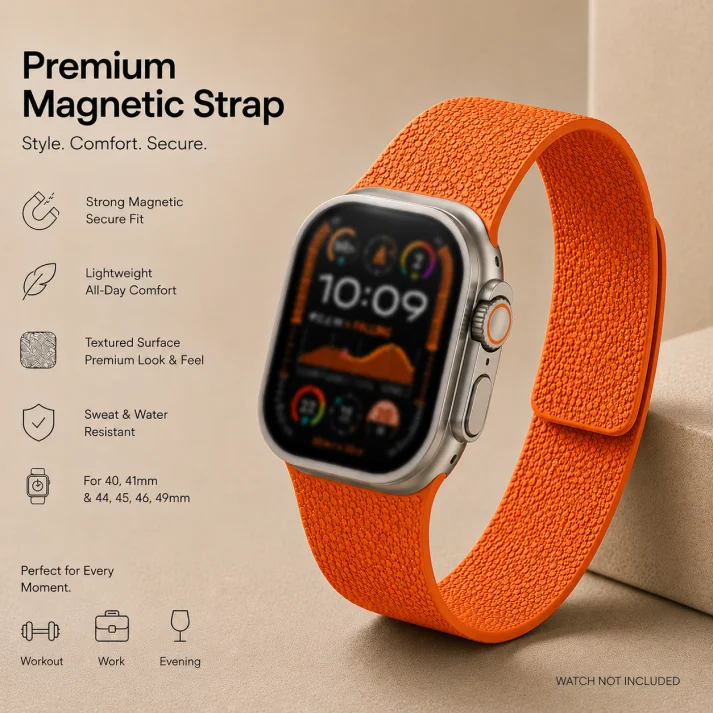 Premium Magnetic Silicone Strap for Apple Watch Ultra & Series - Image 34